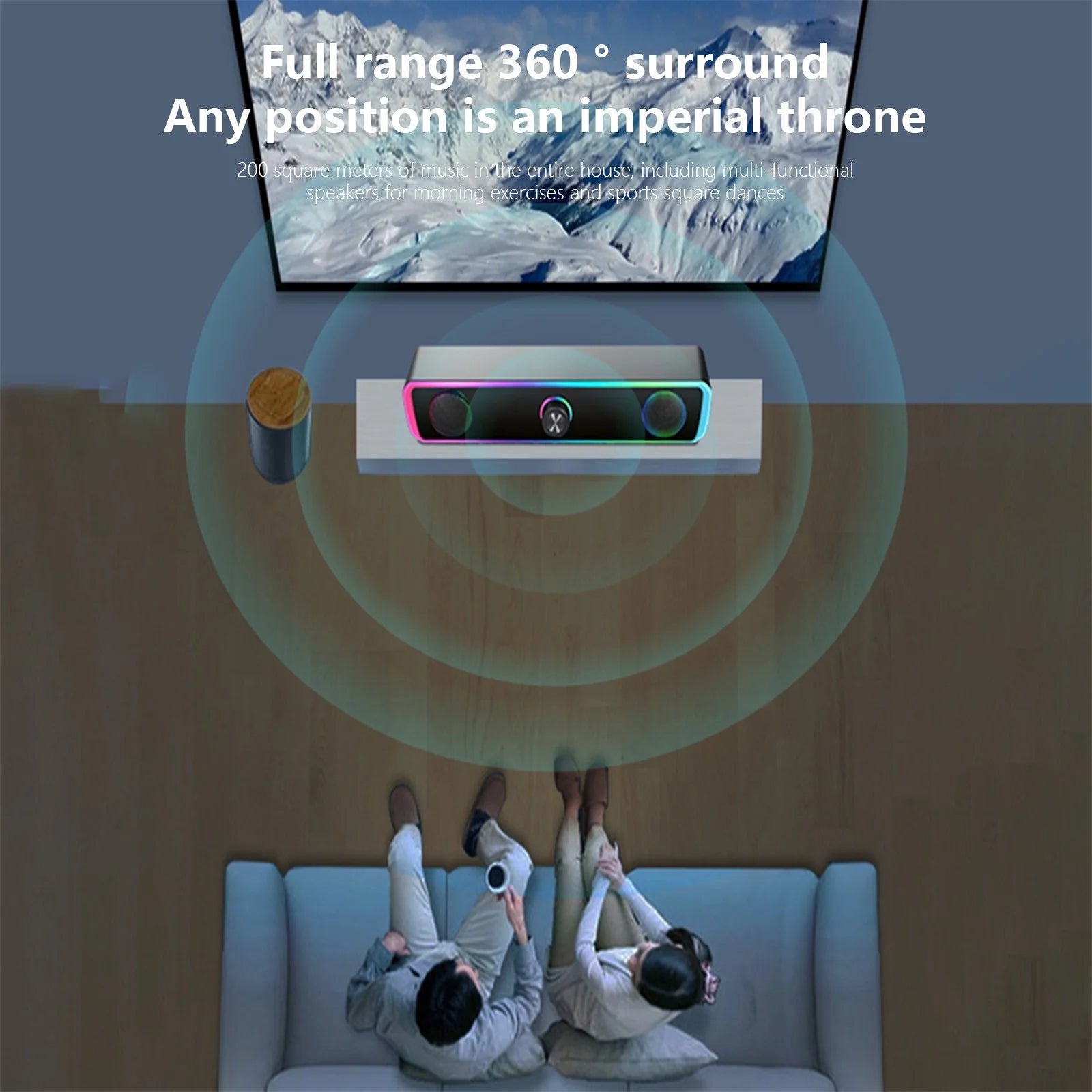 Small Computer Speakers for Desktop Gaming Monitor,Bluetooth Computer Speaker Wired USB Powered,Mini Soundbar with Cool Led Light Effect