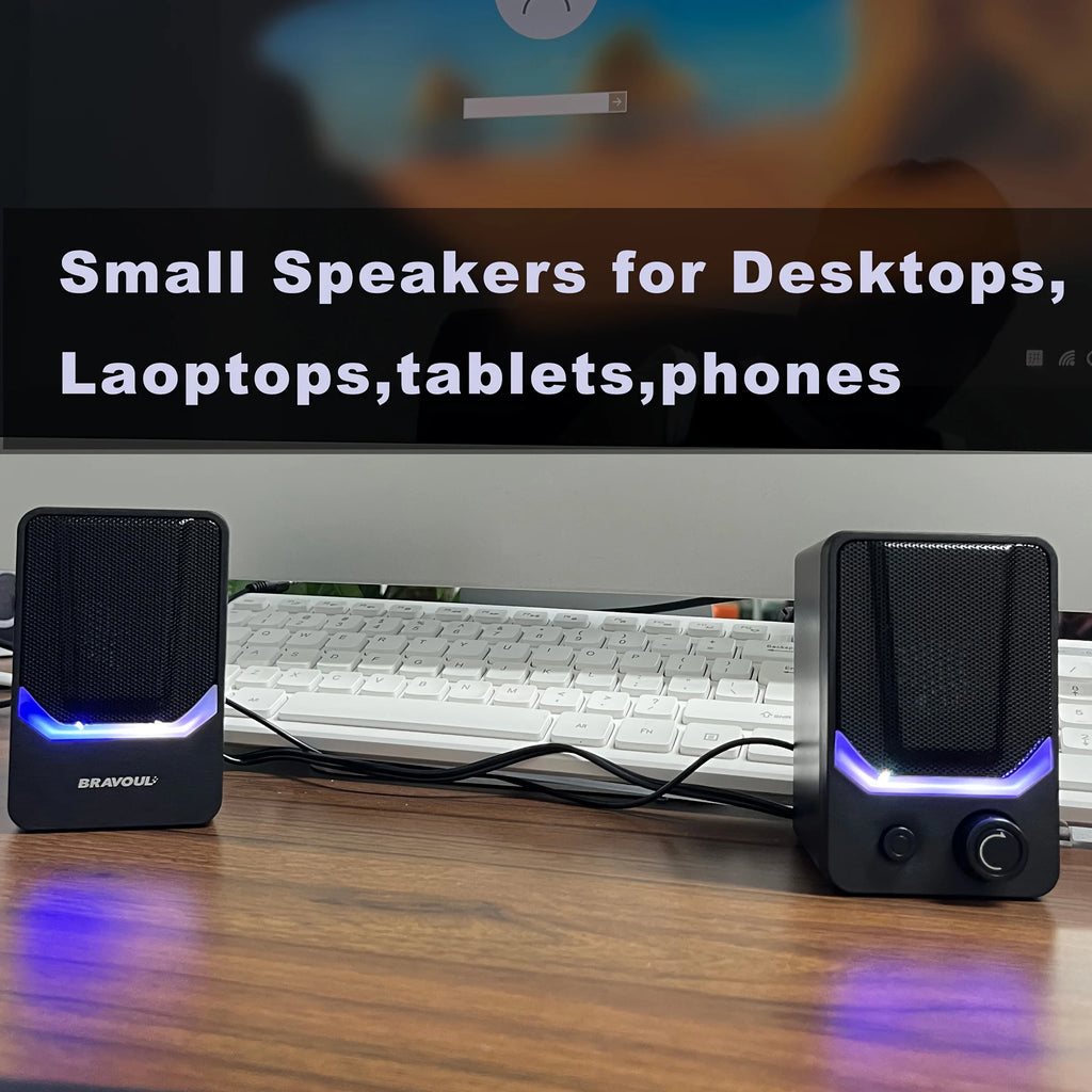 Computer Speaker with RGB Lighting, USB Powered, Compact for Gaming, Movies & Workstations, Pc/Laptop Speakers ‌ ‌ (Black)
