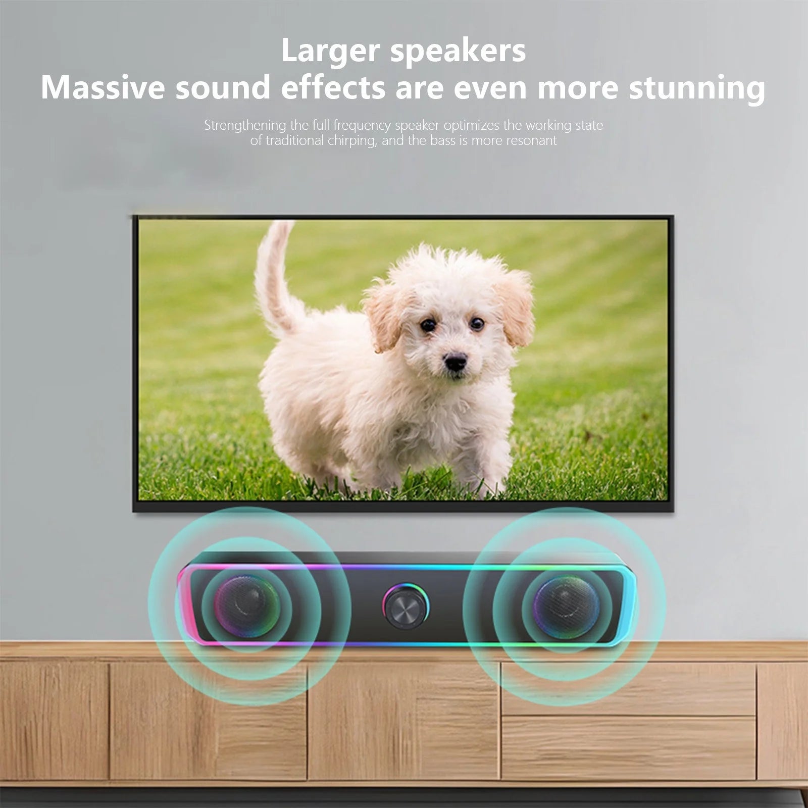 Computer Speakers for Desktop Monitor, USB Powered PC Speakers with RGB Light, PC Gaming Speaker with 3.5Mm Aux-In, Powerful Stereo Sound, Knob Volume Control Speakers