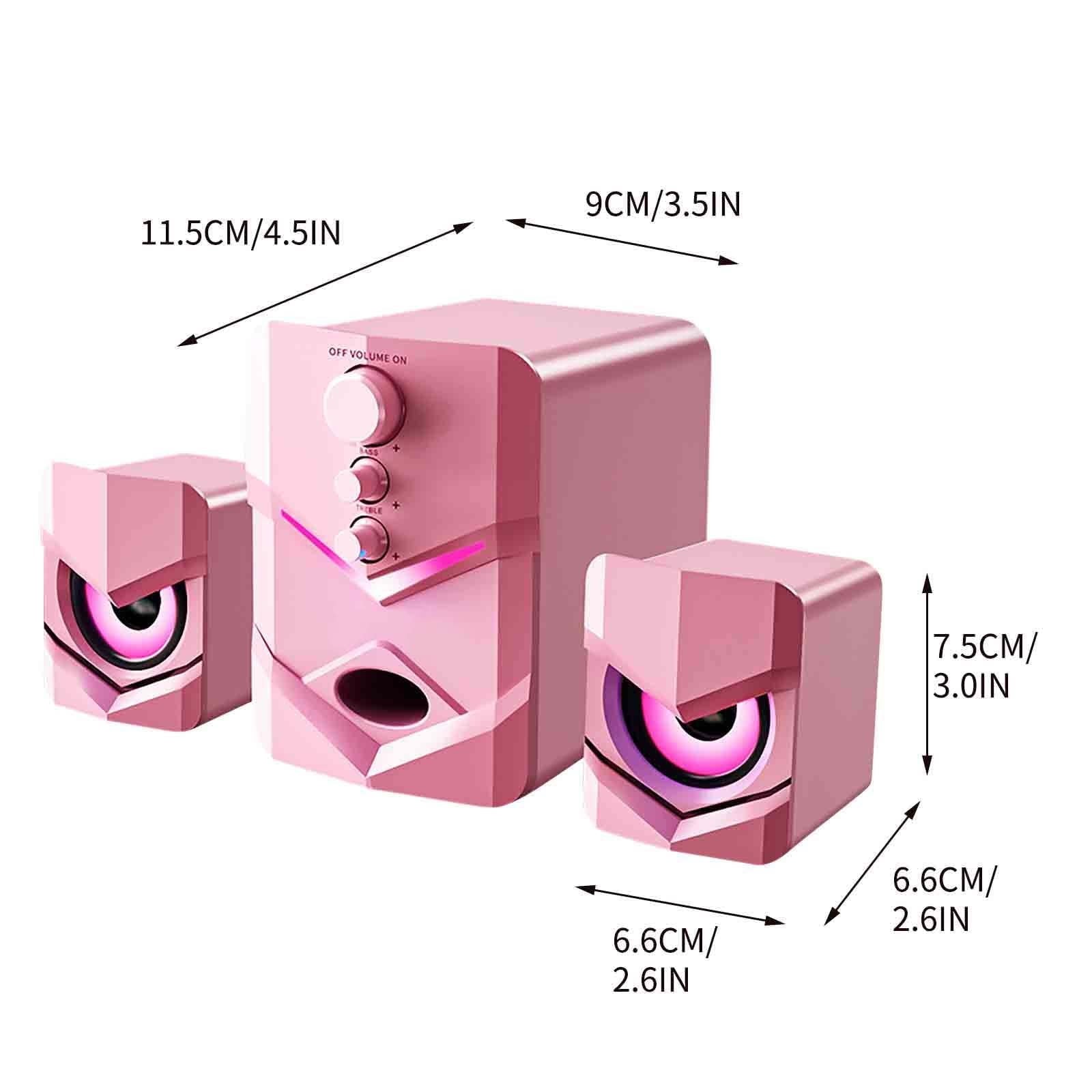 2.1 Channel Bluetooth Computer Speakers - 5W Heavy Bass Desktop Audio System with LED Illumination - USB Powered PC Speakers for Gaming and Music - 3.5mm AUX Connectivity