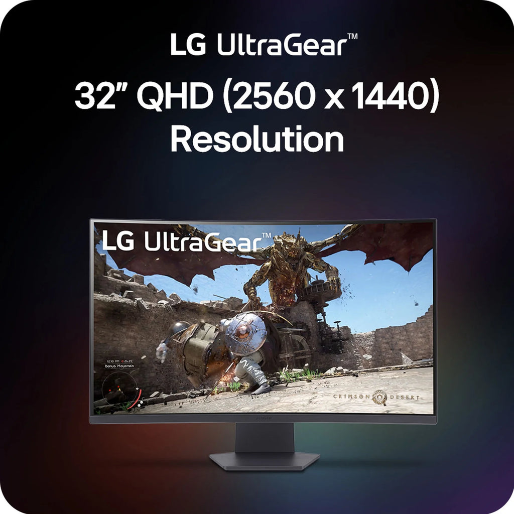32" Ultragear QHD AMD Freesync Curved Gaming Monitor, 180Hz, 1Ms, Black, 32G60WA-B