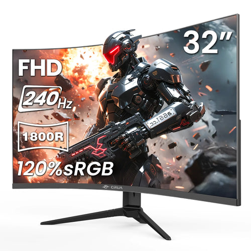 32" 240Hz Curved Gaming Monitor, FHD 1920×1080P, 1800R Ultra-Wide Screen, 120% Srgb, Freesync, Low Blue Light, HDMI 2.0 & DP 1.4, Wall Mountable-Black