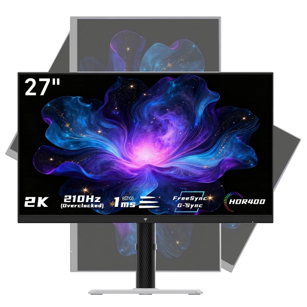 H27T6 27" QHD 210Hz Gaming Monitor, 1440P Monitor with Speakersfast IPS, 1Ms, HDR400, Freesync & G-Sync Compatible, VESA, Tilt & Swivel & Height Adjustable, 1440P, Black