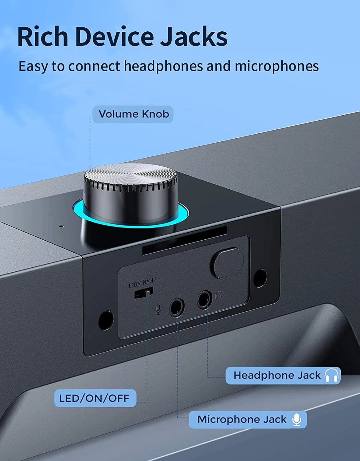 Wired USB-Powered Computer Speakers with 10W Stereo Sound for Desktop and Laptop Use (Black)