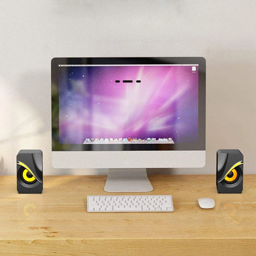 Light Emitting Computer Speaker USB Mobile Phone Laptop Desktop Mini Speaker Hifi Stereo Sound Cable Subwoofer Computer Desktop PC Laptop Monitor Audio (2 Pcs)