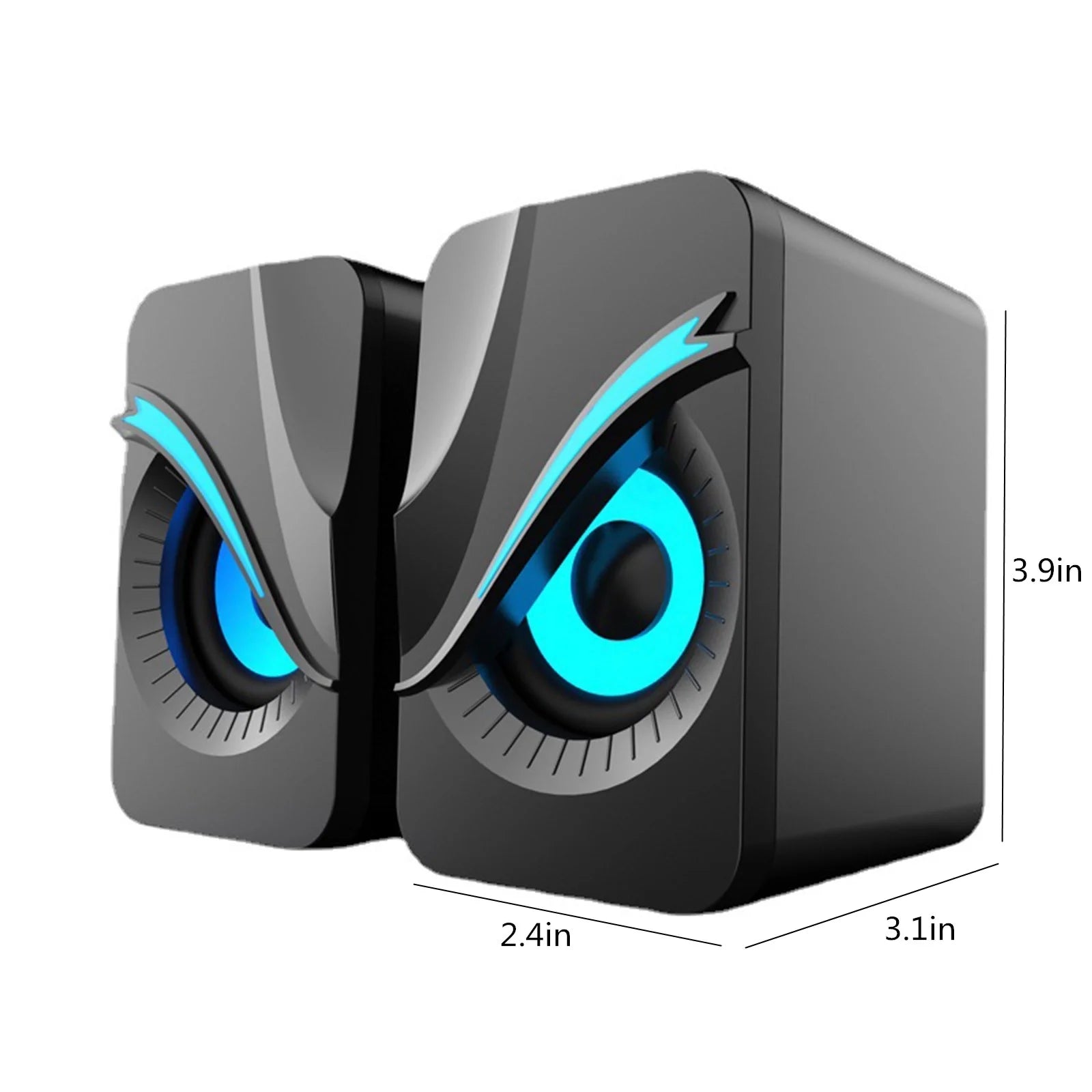 Light Emitting Computer Speaker USB Mobile Phone Laptop Desktop Mini Speaker Hifi Stereo Sound Cable Subwoofer Computer Desktop PC Laptop Monitor Audio (2 Pcs)