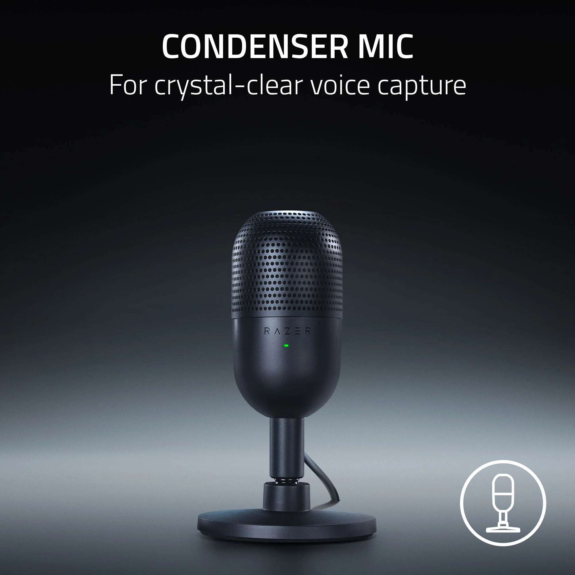Seiren V3 Mini Ultra-Compact USB Microphone, Tap to Mute, Black