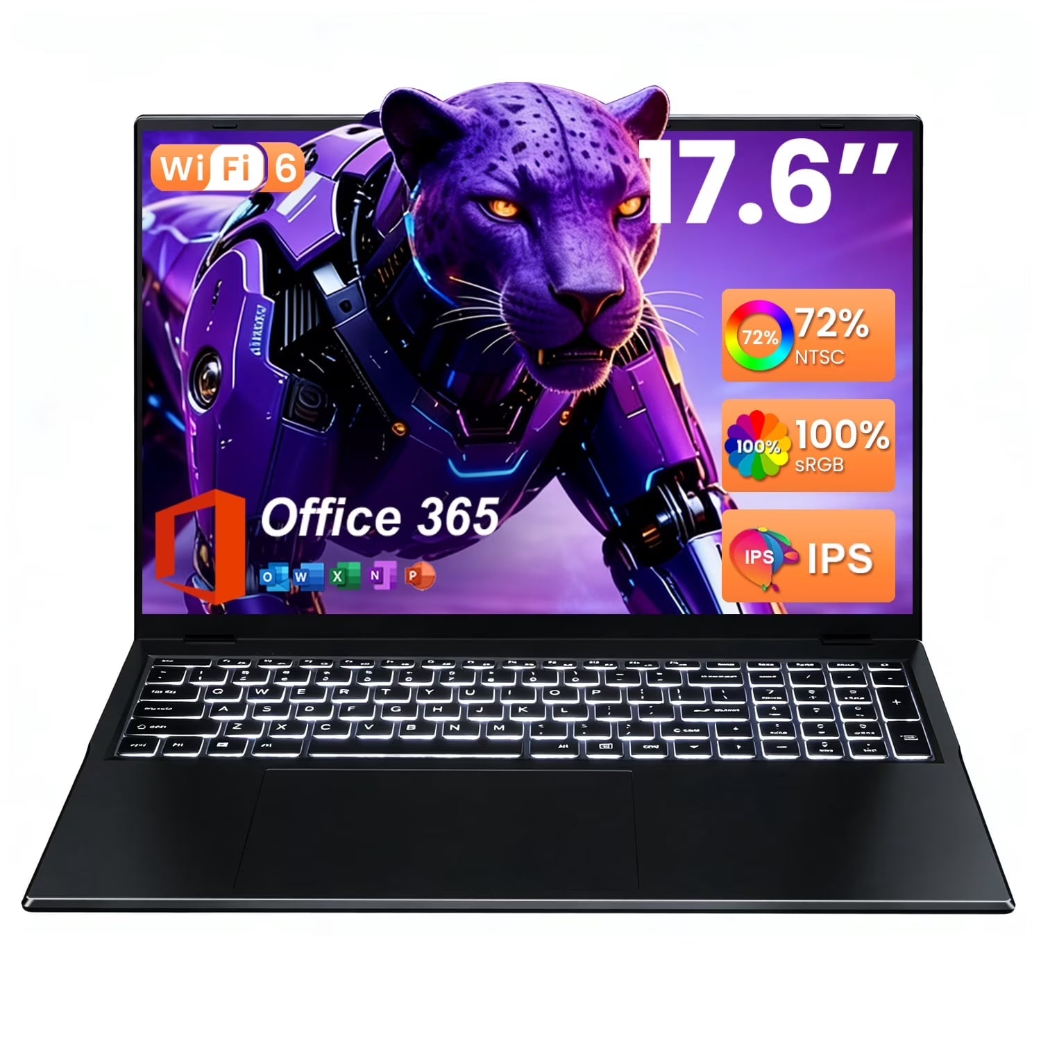 17.6" Windows 11 Laptop, 16GB DDR4 640GB Storage Laptop Computer, 4-Core Intel N95 Processor(Up to 3.4Ghz), 100% Srgb, Backlit Keyboard, 1Yr Office 365 Free, Black