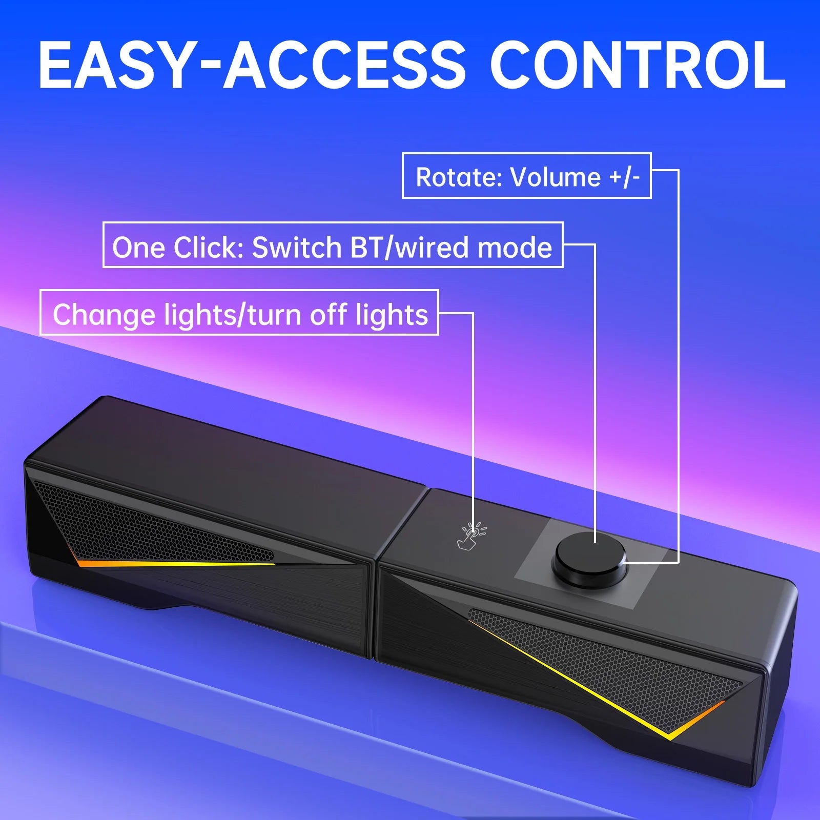 Computer Speakers with 2.0 Channel Stereo, Gaming Speakers with 6 Colorful LED Modes, USB C/USB Speakers for PC, Desktop, Laptop, Cellphone, Monitor, Black, New