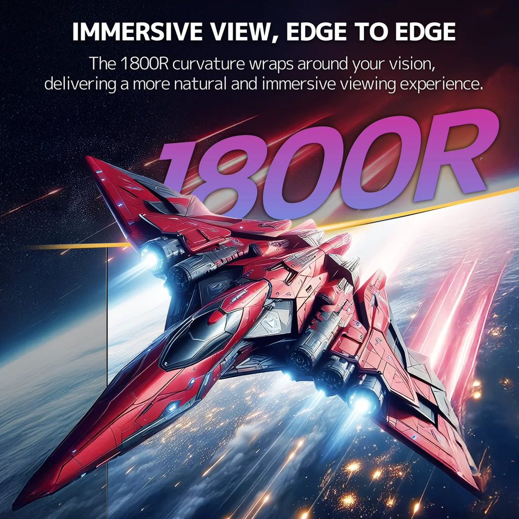 32" 240Hz Curved Gaming Monitor, FHD 1920×1080P, 1800R Ultra-Wide Screen, 120% Srgb, Freesync, Low Blue Light, HDMI 2.0 & DP 1.4, Wall Mountable-Black