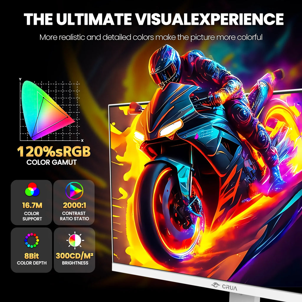 27” Gaming Monitor, UHD (3840X2160) Dual Mode (4K 160Hz or FHD 320Hz), 120% Srgb, Support Freesync, Built-In Speakers, RGB Lighting, HDMI & DP, Height Adjustable, Wall Mount Install-White