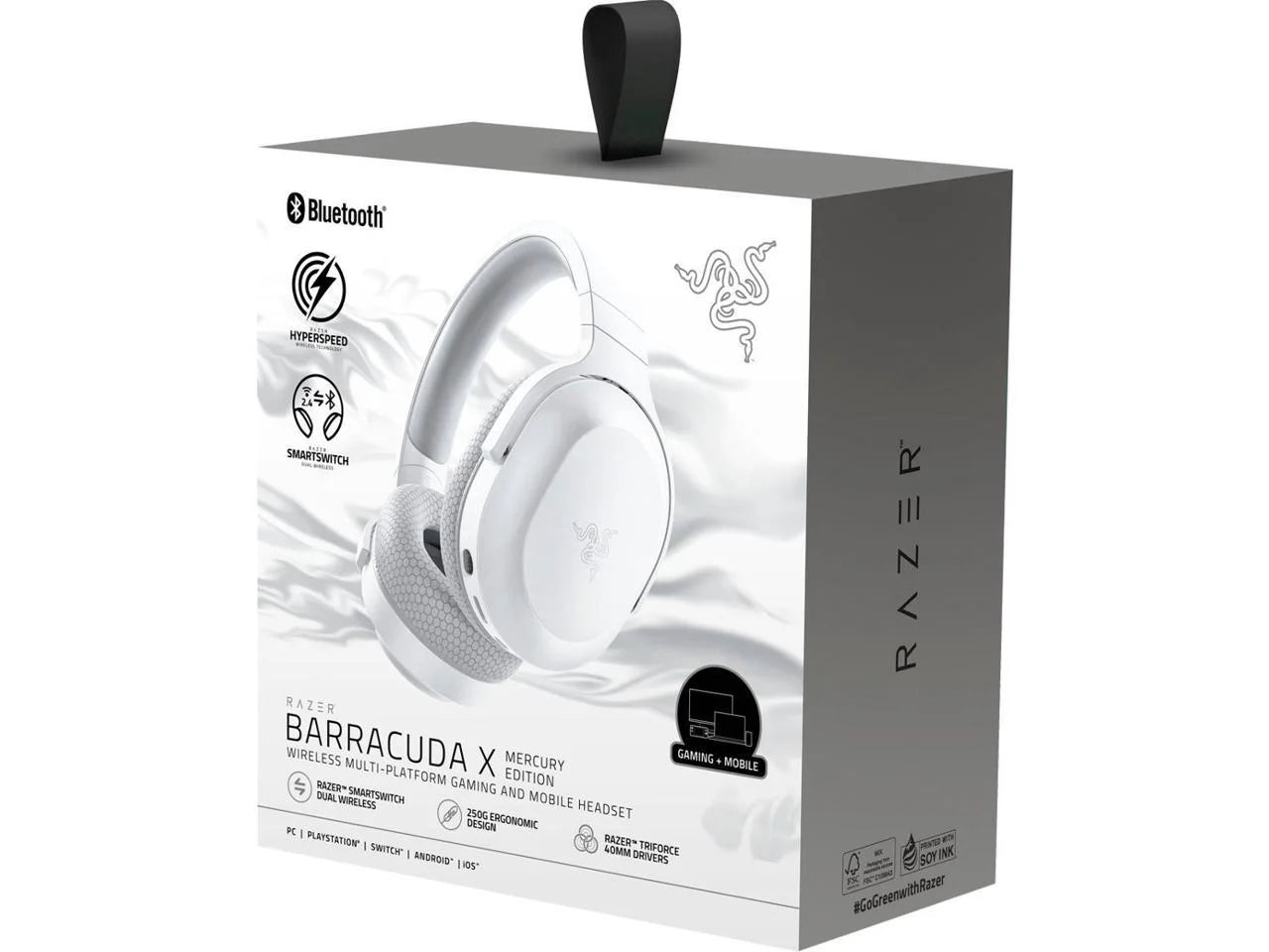 Barracuda X Wireless Gaming Headset for PC, PS5, PS4, NS, Mobile, 2.4Ghz, Bluetooth, 250G, White