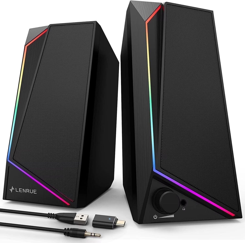 Computer Speakers for Desktop Monitor, USB/USB-C Powered PC Speakers with Loud Stereo Sound, Headphone-In for Desktop, Imac, Macbook, Laptop, Monitor