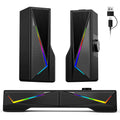 Computer Speakers with 2.0 Channel Stereo, Gaming Speakers with 6 Colorful LED Modes, USB C/USB Speakers for PC, Desktop, Laptop, Cellphone, Monitor, Black, New