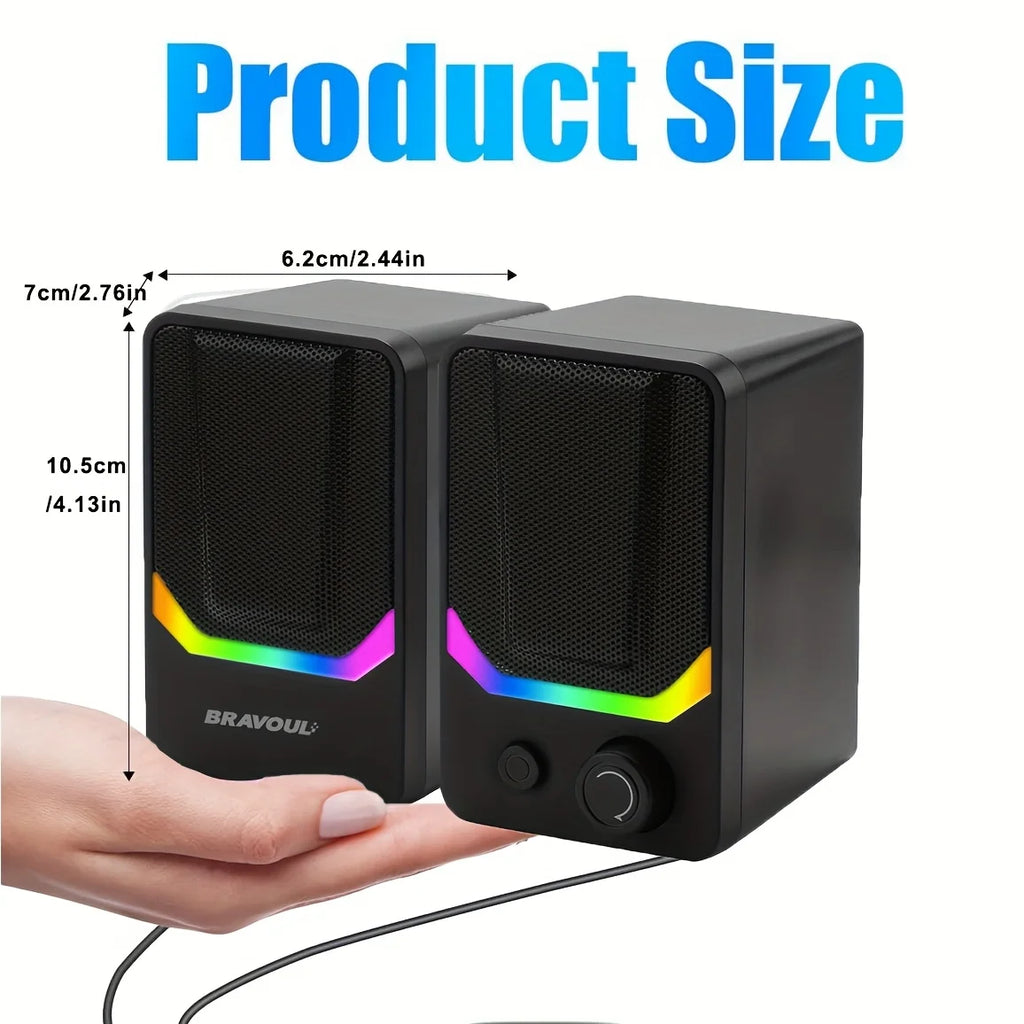 Computer Speaker with RGB Lighting, USB Powered, Compact for Gaming, Movies & Workstations, Pc/Laptop Speakers ‌ ‌ (Black)