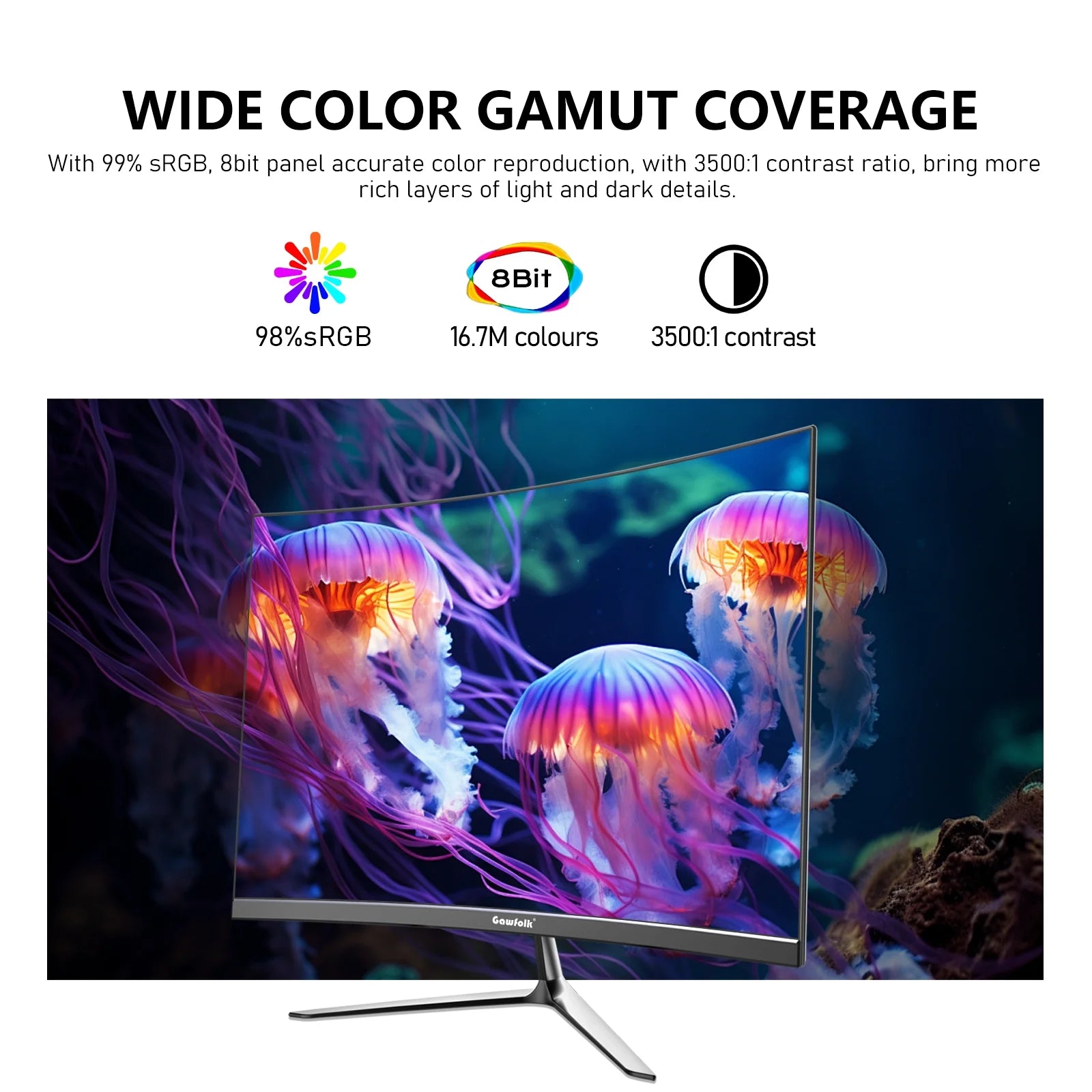 24-Inch Curved Gaming Monitor 120Hz Full HD 1080P Built-In Speakers Tilt Adjustable