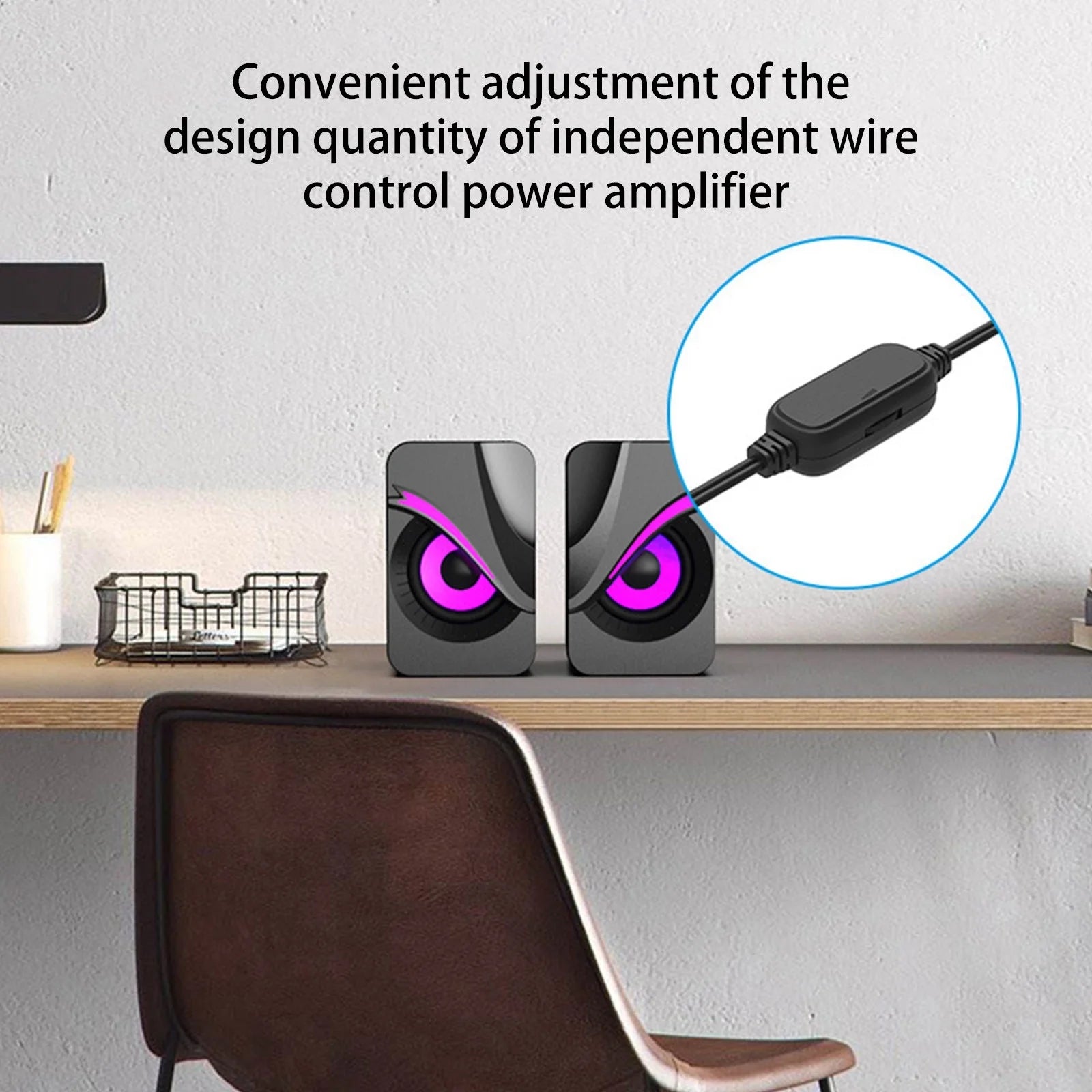 Light Emitting Computer Speaker USB Mobile Phone Laptop Desktop Mini Speaker Hifi Stereo Sound Cable Subwoofer Computer Desktop PC Laptop Monitor Audio (2 Pcs)