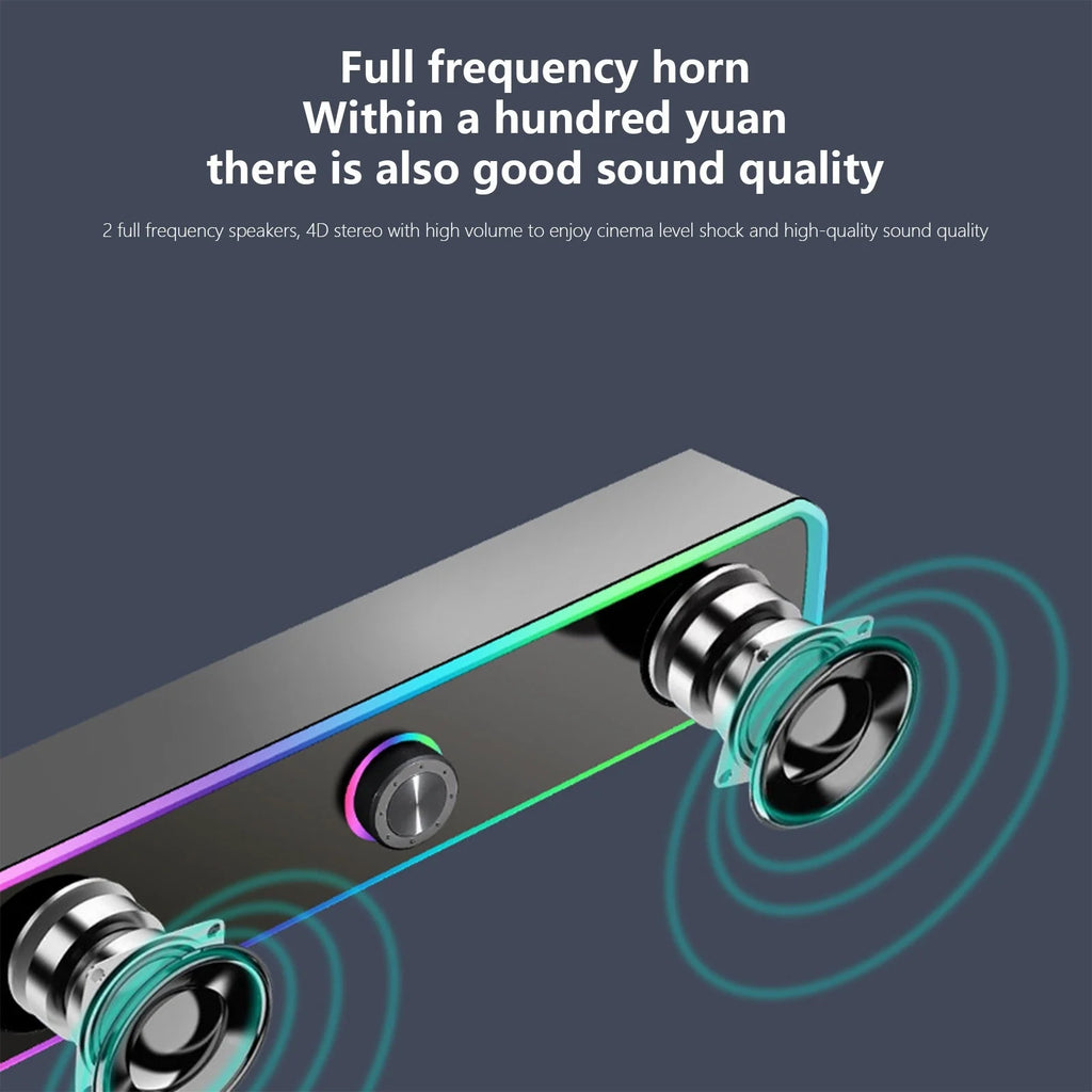 Computer Speakers for Desktop Monitor, USB Powered PC Speakers with RGB Light, PC Gaming Speaker with 3.5Mm Aux-In, Powerful Stereo Sound, Knob Volume Control Speakers