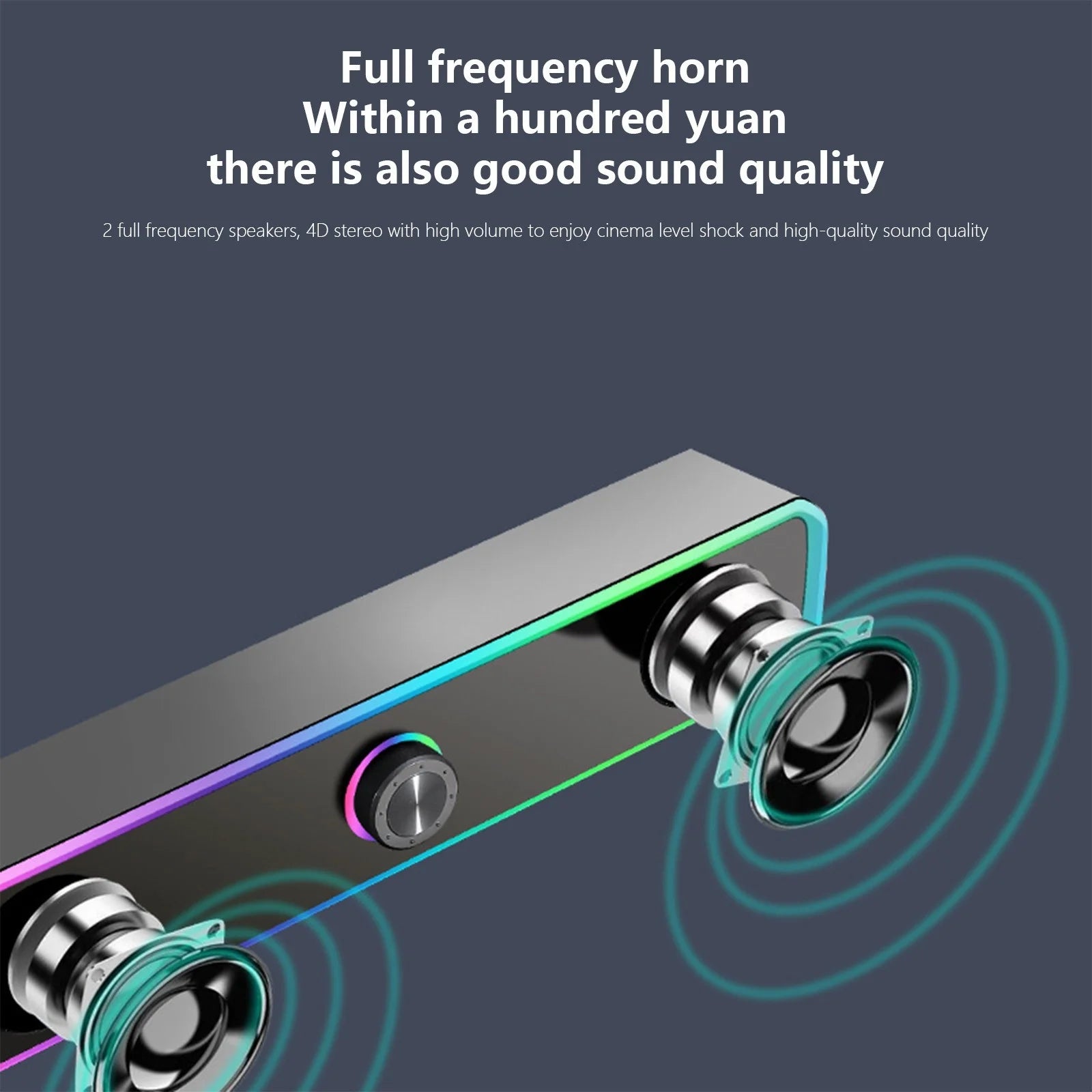 Computer Speakers for Desktop Monitor, USB Powered PC Speakers with RGB Light, PC Gaming Speaker with 3.5Mm Aux-In, Powerful Stereo Sound, Knob Volume Control Speakers