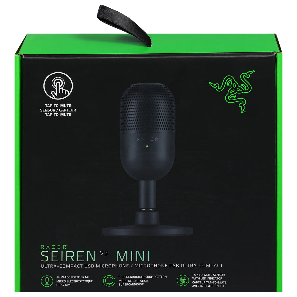 Seiren V3 Mini Ultra-Compact USB Microphone, Tap to Mute, Black