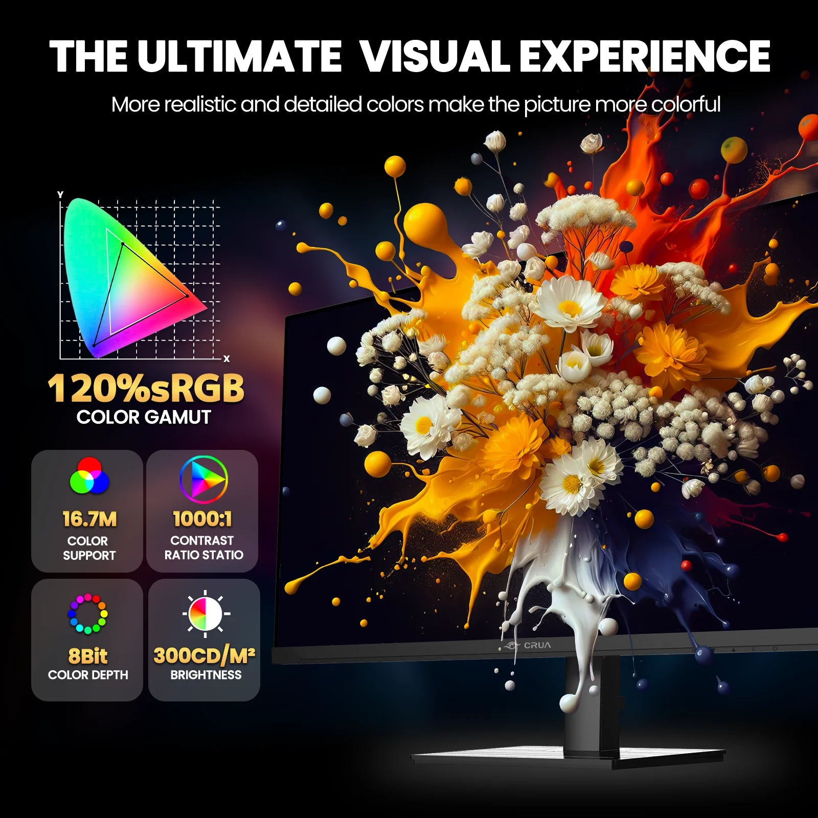 27'' 2K 360Hz IPS Gaming Monitor, QHD 1440P, 120%Srgb, Built-In Speakers, Height/Pivot/Swivel/Tilt Adjustable, Freesync, DP1.4 & HDMI2.1, Wall Mount-Black