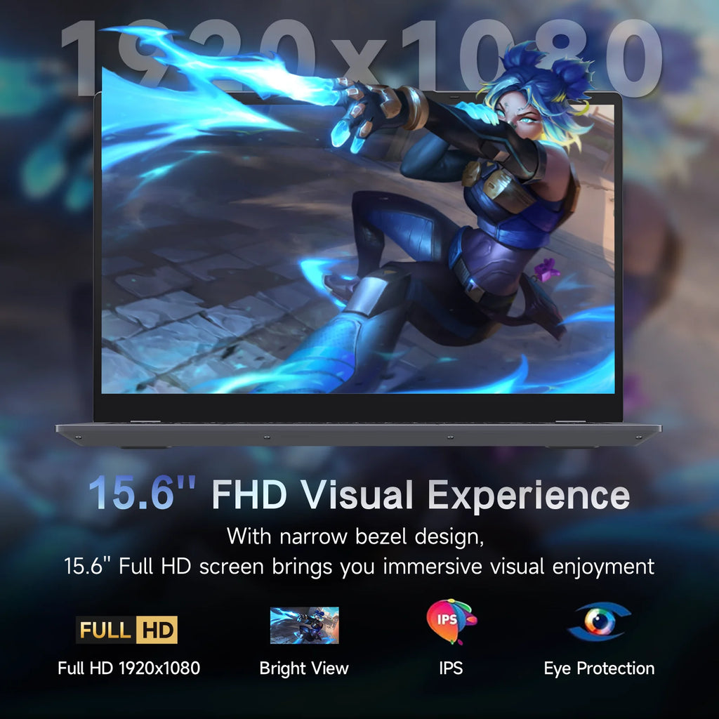 15.6" Laptop, Dual 16GB DDR4 512GB SSD, Intel Core I5 1240P, 12 Core up 4.4Ghz, Office 2024 Fingerprint Backlit KB Wifi 6 BT5.2, Laptop Computer for Business, Student, Light Gaming