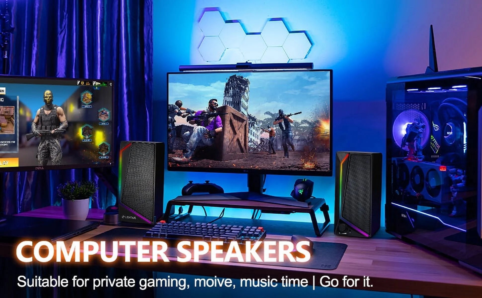 Computer Speakers for Desktop Monitor, USB/USB-C Powered PC Speakers with Loud Stereo Sound, Headphone-In for Desktop, Imac, Macbook, Laptop, Monitor