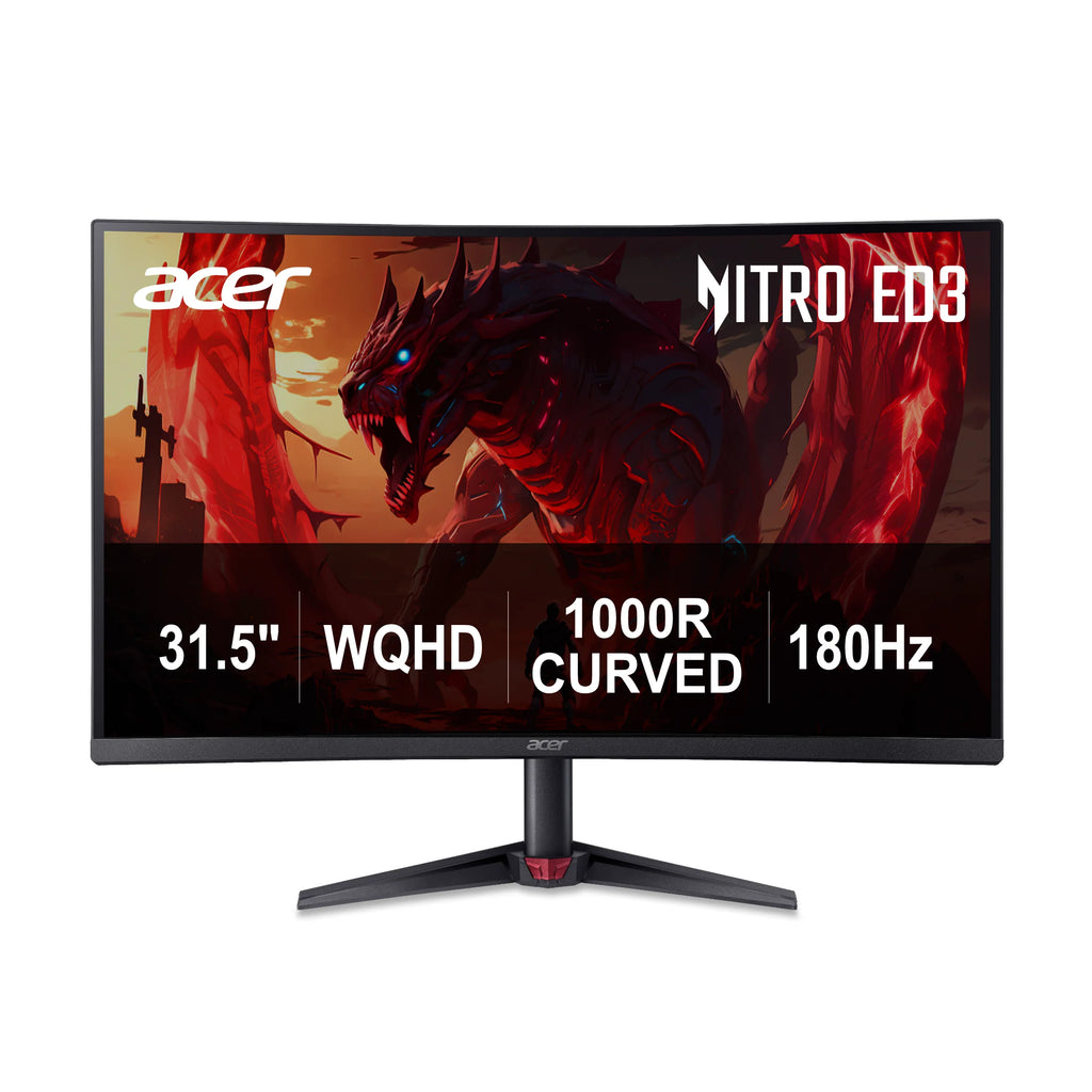 Nitro 31.5" (2560 X 1440) WQHD 1000R Curved 180Hz Gaming Monitor, AMD Freesync Technology, ED323QU P2Bmiipx, New