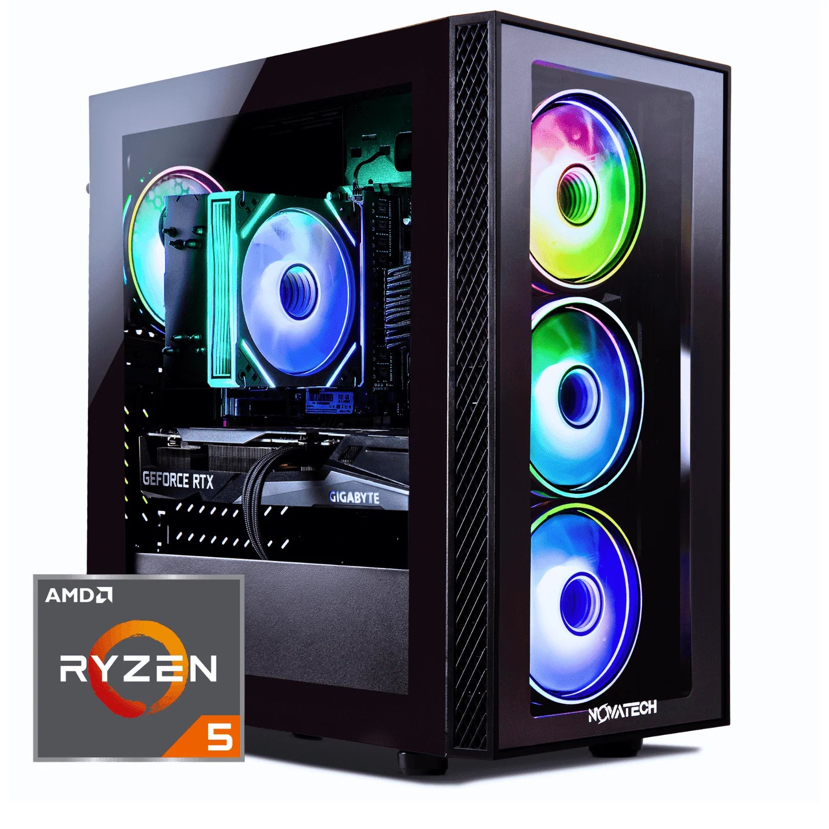 Titan Pro - Prebuilt Gaming PC Desktop Computer - RTX 5060 - Ryzen 5 - 4.2Ghz - 16GB RAM - 1TB M.2 SSD Wifi/Bt, Win 11 - Gaming Computer Tower - Pre Built PC Gaming - 1 Year Warranty