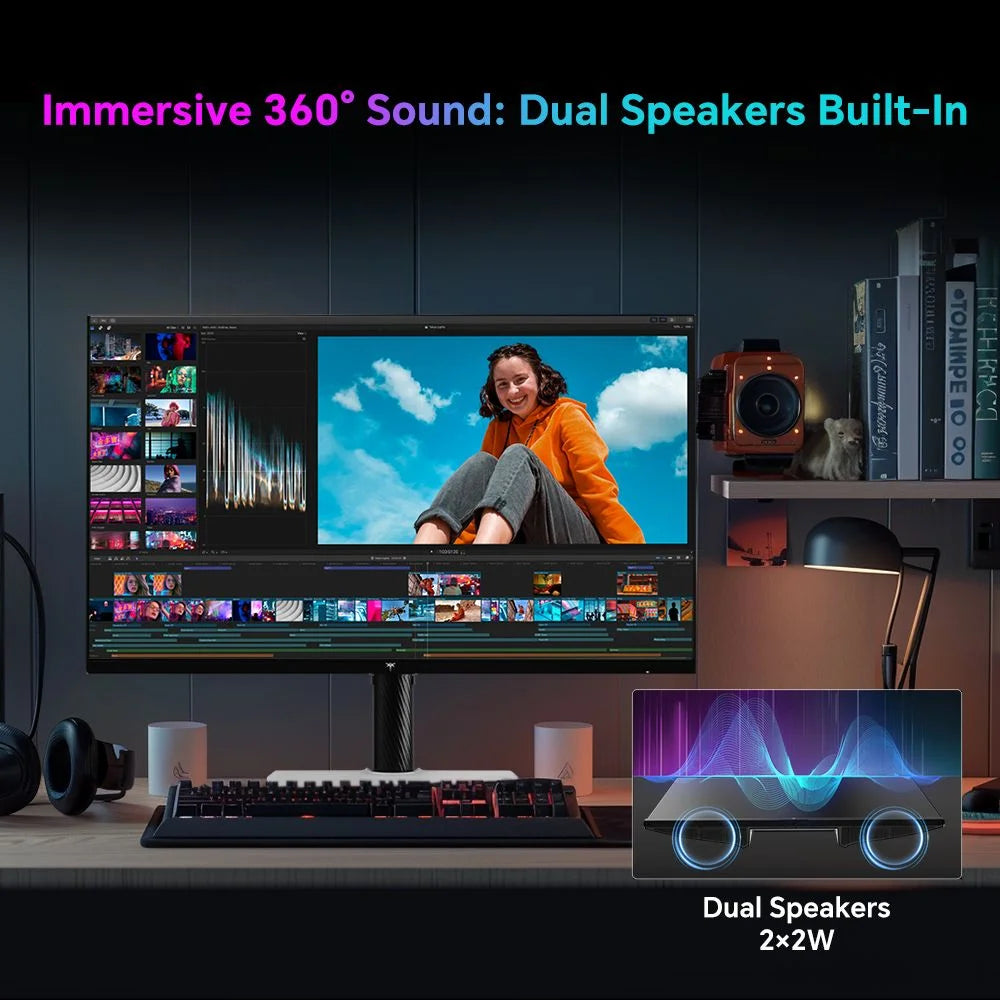 H27T6 27" QHD 210Hz Gaming Monitor, 1440P Monitor with Speakersfast IPS, 1Ms, HDR400, Freesync & G-Sync Compatible, VESA, Tilt & Swivel & Height Adjustable, 1440P, Black