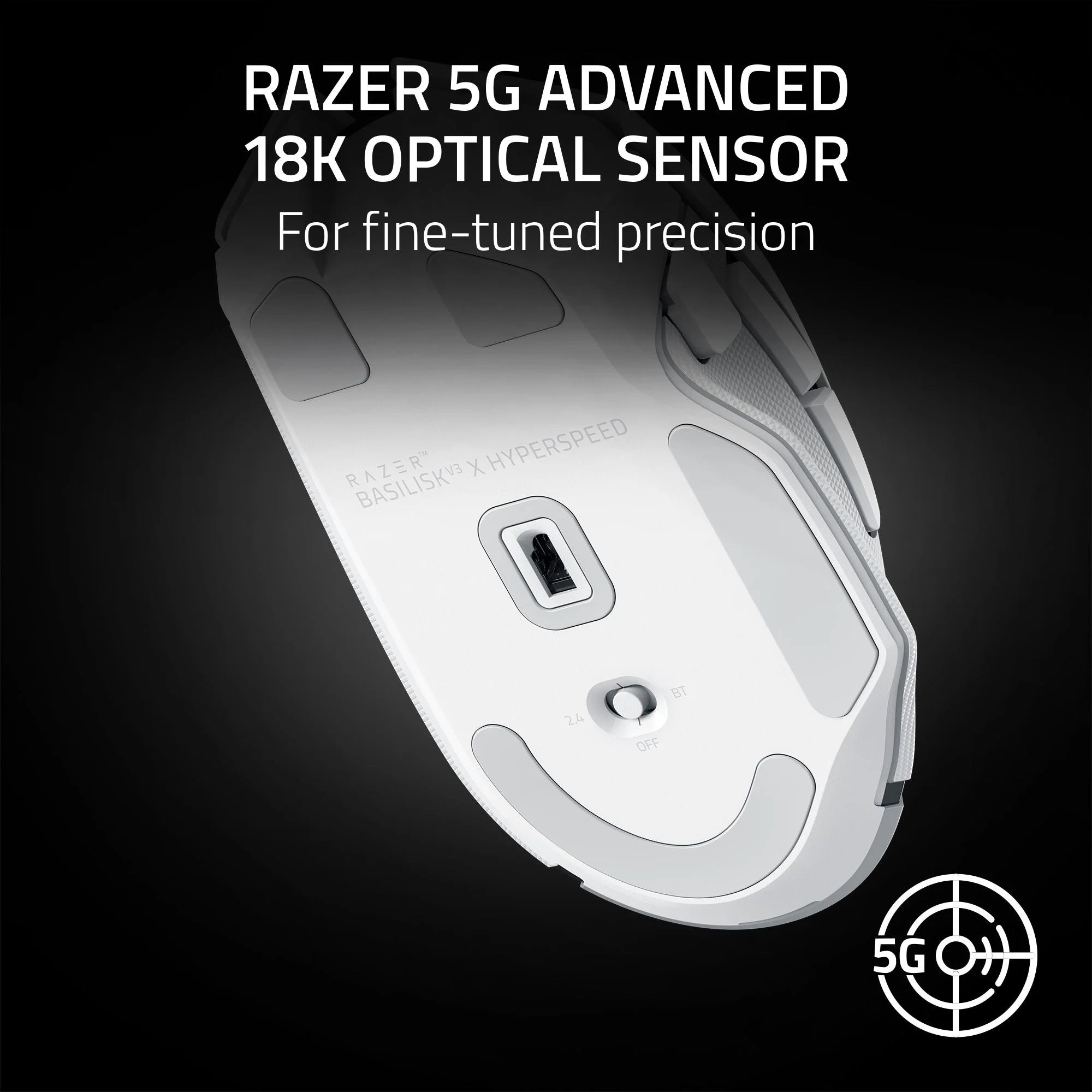 Basilisk V3 X Hyperspeed RBG Optical Bluetooth Gaming Mice, White