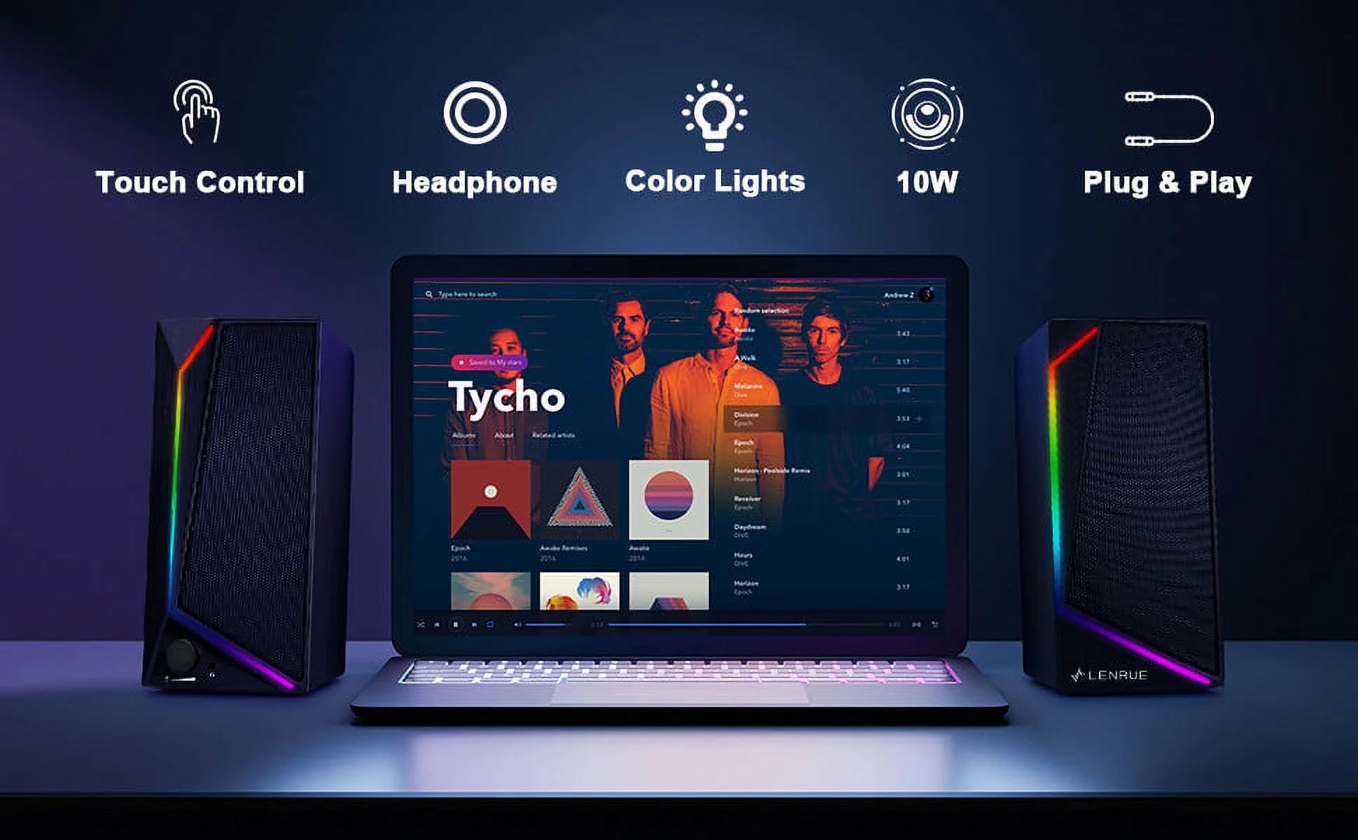 Computer Speakers for Desktop Monitor, USB/USB-C Powered PC Speakers with Loud Stereo Sound, Headphone-In for Desktop, Imac, Macbook, Laptop, Monitor