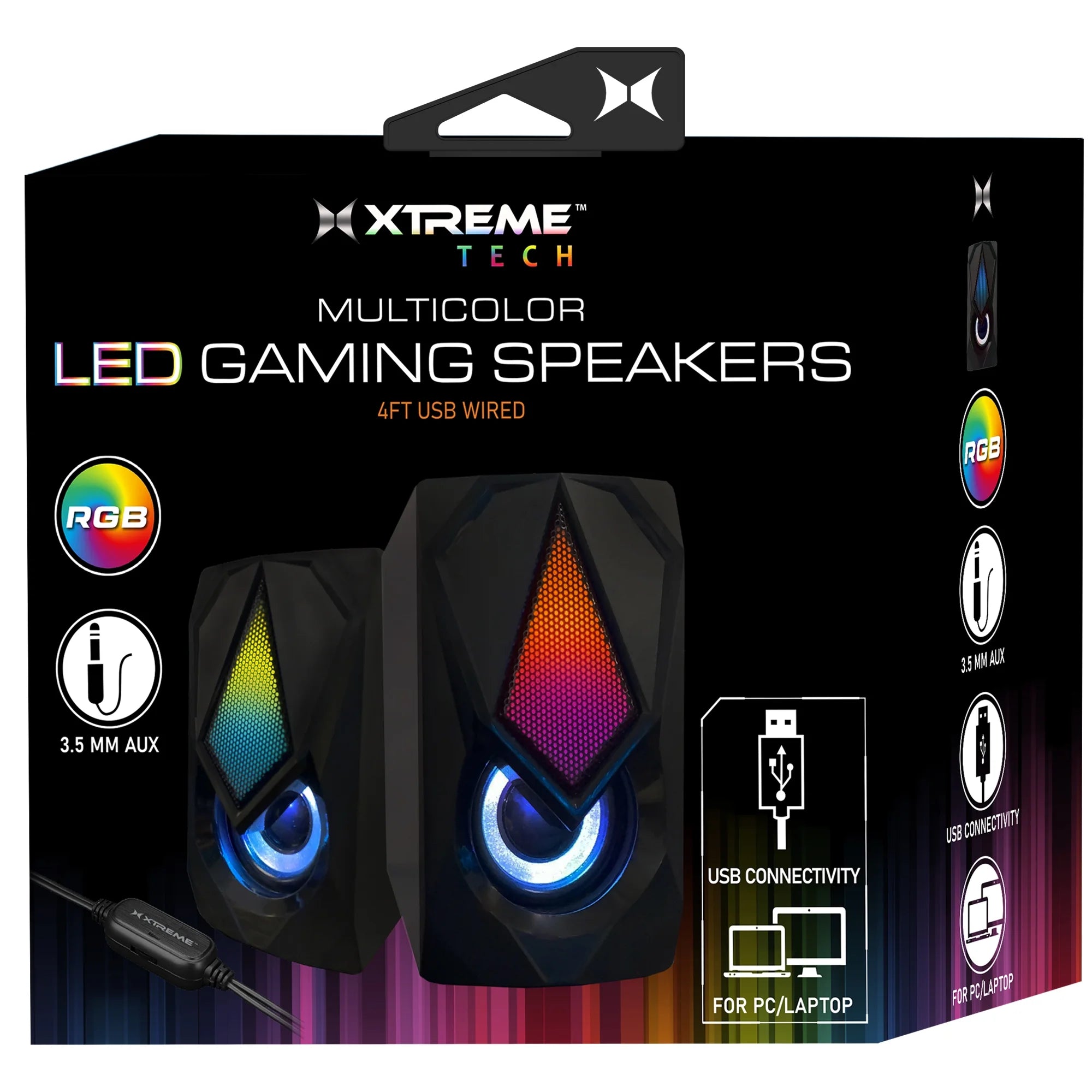 Multicolor LED Gaming Speakers, Quality Sound/Unique Colors, Adjustable Volume