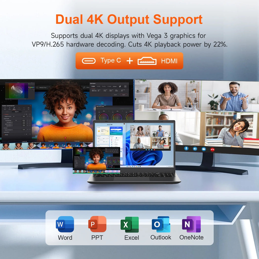 15.6" Windows 11 Laptop, Dual 8GB RAM, 256GB SSD, AMD 3020E with 2 Cores up to 2.6Ghz, with Office 2024, 1920X1080 Display Wifi5 BT5.0 for Student, Home Office, Business