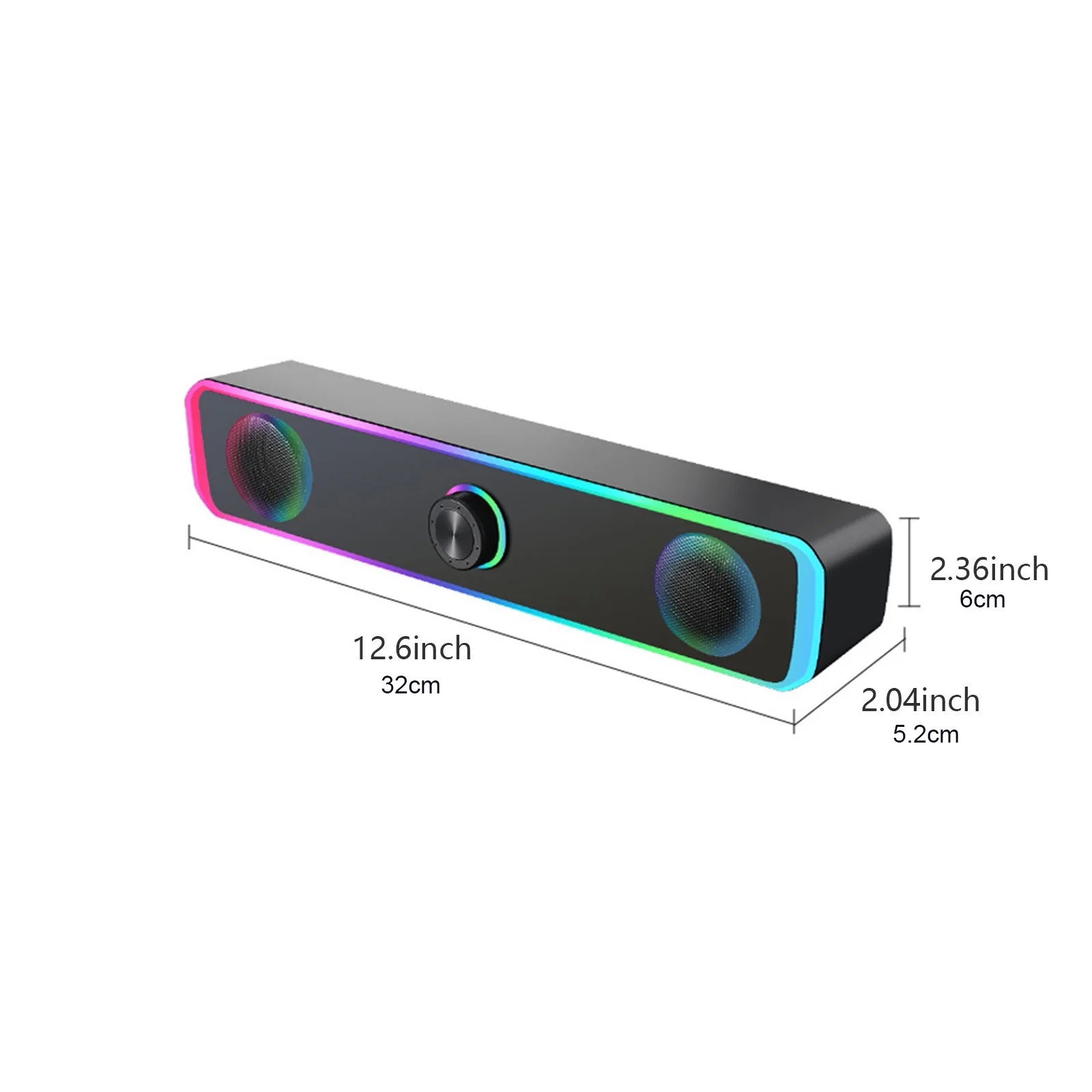 Computer Speakers for Desktop Monitor, USB Powered PC Speakers with RGB Light, PC Gaming Speaker with 3.5Mm Aux-In, Powerful Stereo Sound, Knob Volume Control Speakers