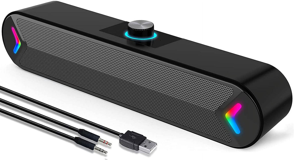 Wired USB-Powered Computer Speakers with 10W Stereo Sound for Desktop and Laptop Use (Black)