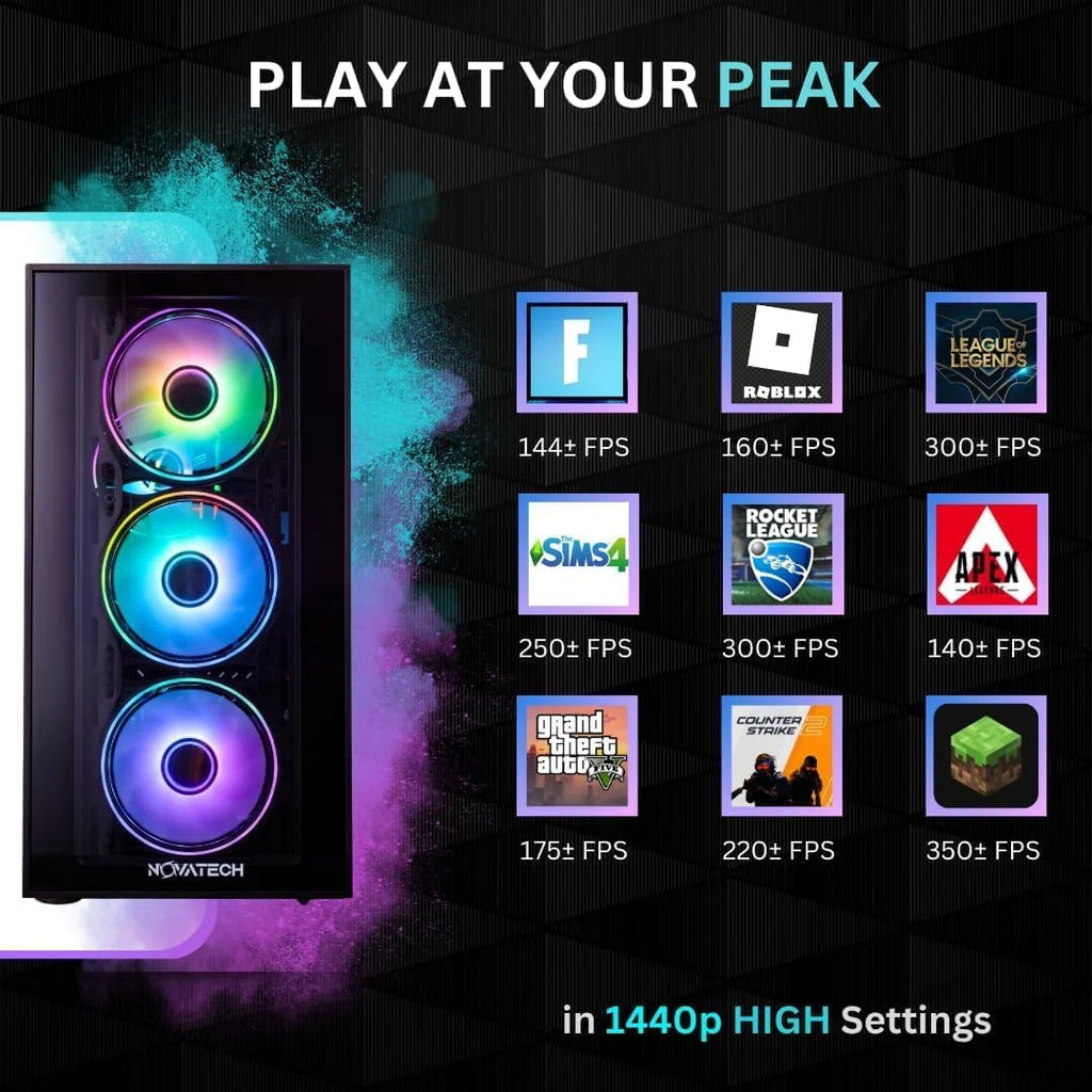 Titan Pro - Prebuilt Gaming PC Desktop Computer - RTX 5060 - Ryzen 5 - 4.2Ghz - 16GB RAM - 1TB M.2 SSD Wifi/Bt, Win 11 - Gaming Computer Tower - Pre Built PC Gaming - 1 Year Warranty