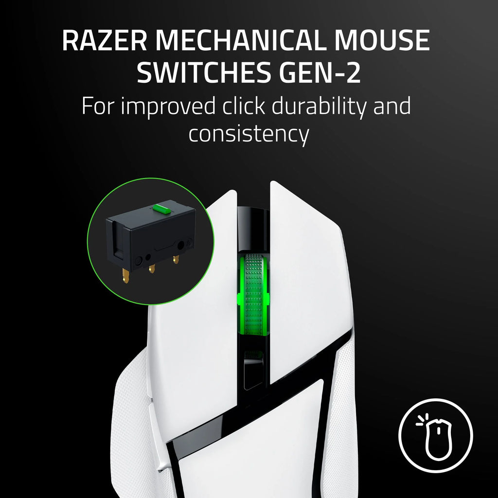 Basilisk V3 X Hyperspeed RBG Optical Bluetooth Gaming Mice, White