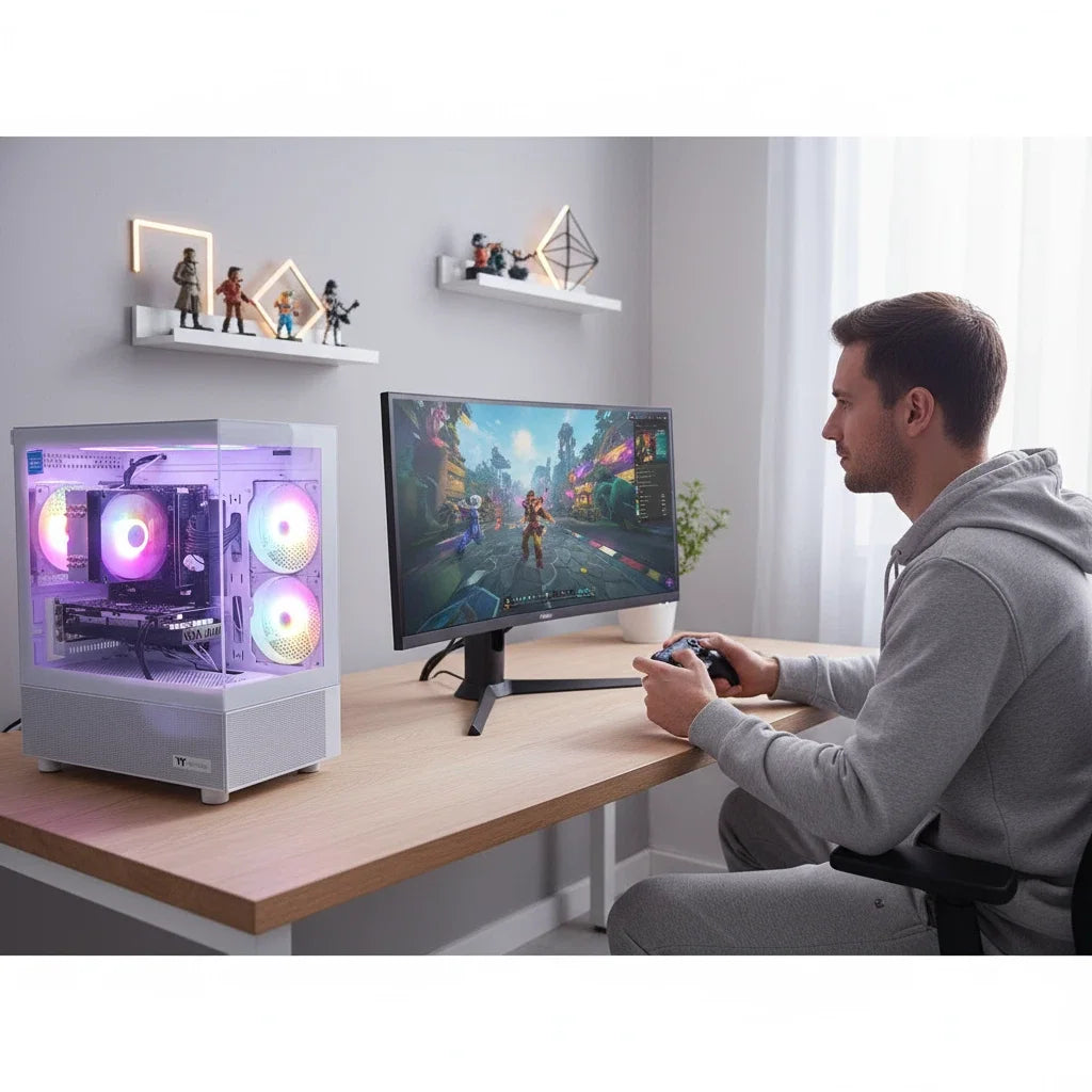 Gaming PC Desktop Computer, I7 4790, Radeon RX 580 8G, 16G DDR3, 512GB M.2 SSD, 550W 80PLUS Bronze PSU, Wifi 5, RGB Fan X5, Windows 11 Home