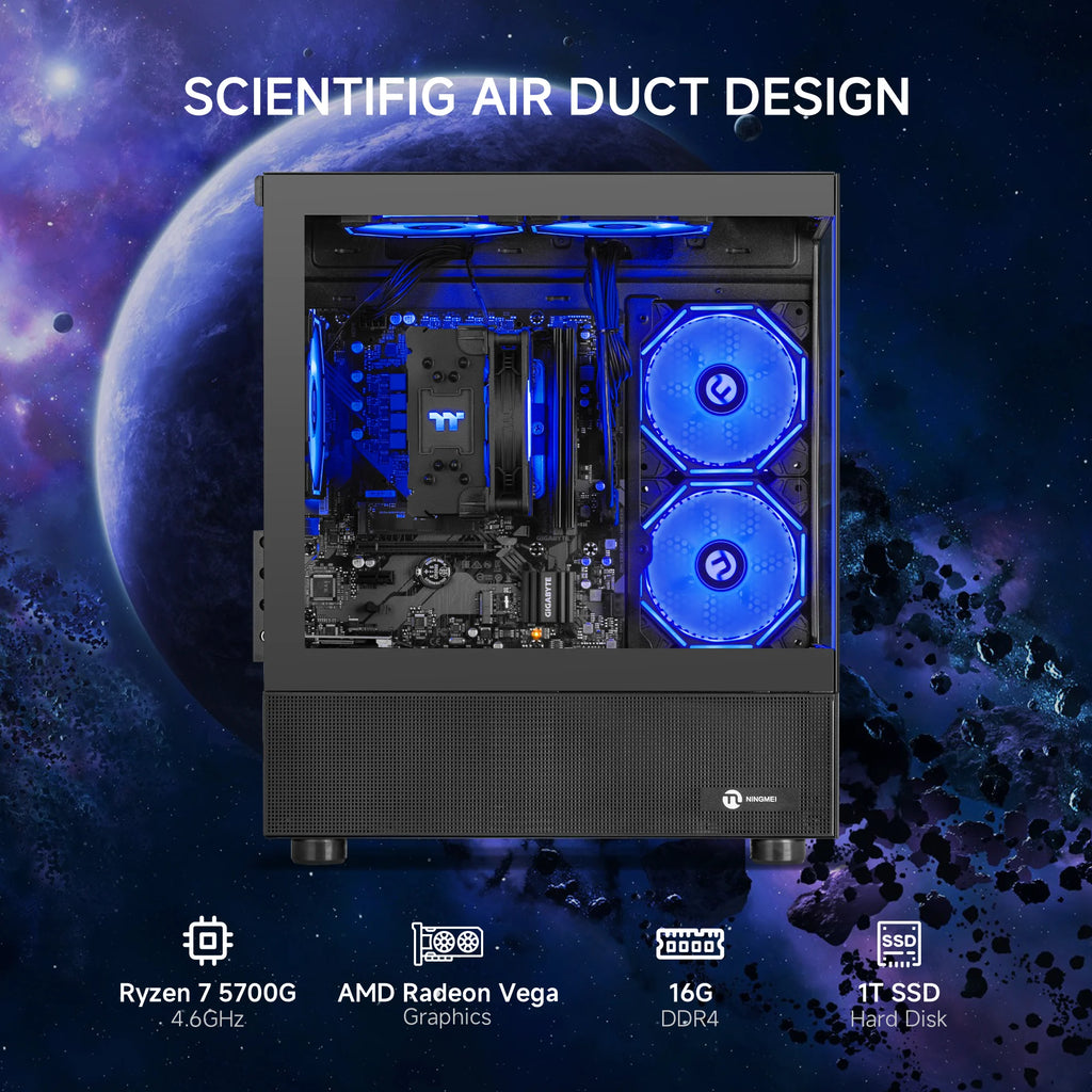 Gaming PC AMD Ryzen 7 5700G 16GB RAM 1TB SSD Wifi Windows 11 Gaming Desktop