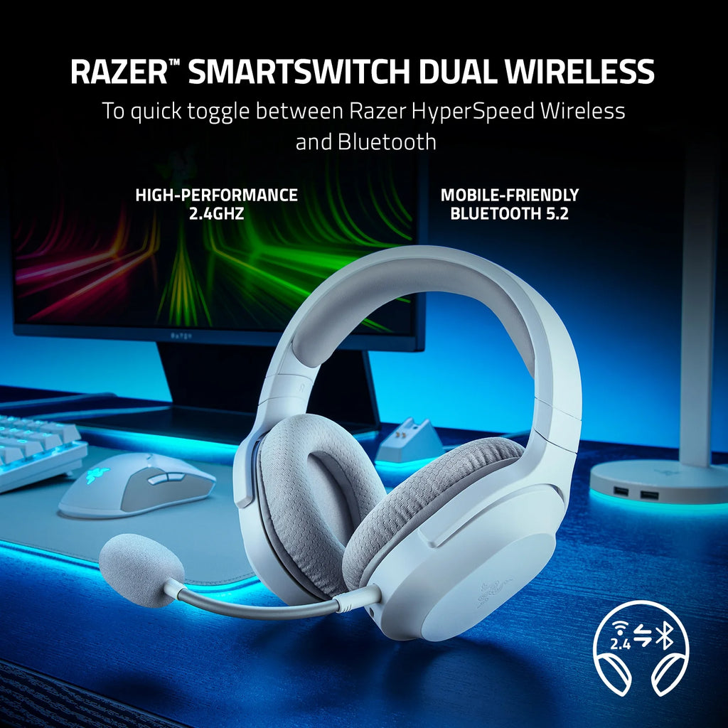Barracuda X Wireless Gaming Headset for PC, PS5, PS4, NS, Mobile, 2.4Ghz, Bluetooth, 250G, White