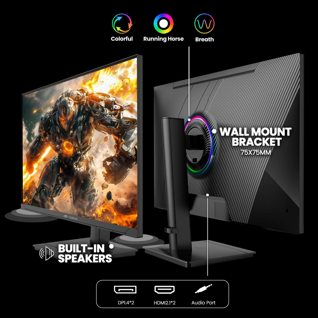 27'' 2K 360Hz IPS Gaming Monitor, QHD 1440P, 120%Srgb, Built-In Speakers, Height/Pivot/Swivel/Tilt Adjustable, Freesync, DP1.4 & HDMI2.1, Wall Mount-Black