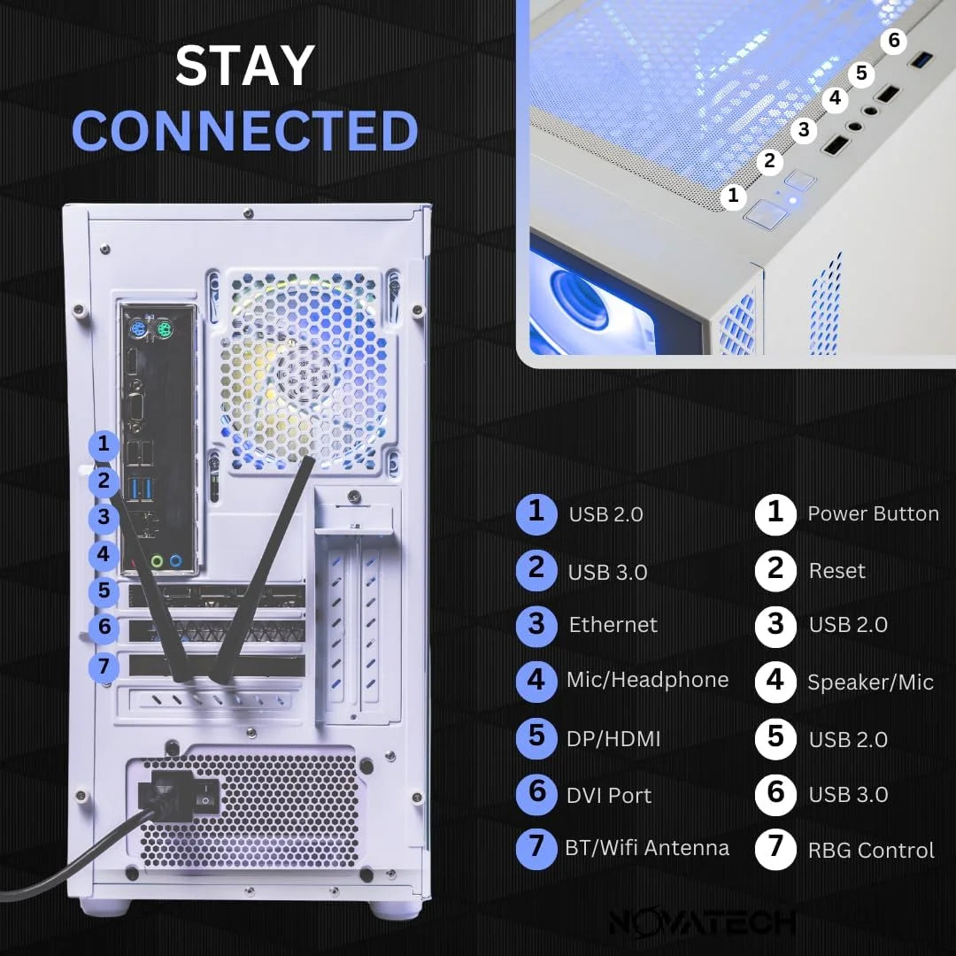 Phantom Prebuilt Gaming PC Desktop Computer - RX580 8GB - Intel I7 Xeon 3.5Ghz - 16GB RAM - 512GB M.2 SSD Wifi/Bt, Win 11 - Gaming Computer Tower - Pre Built PC Gaming - 1 Year Warranty