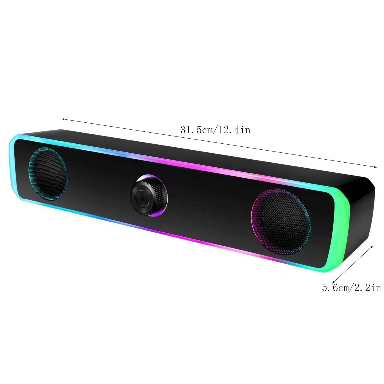 Small Computer Speakers for Desktop Gaming Monitor,Bluetooth Computer Speaker Wired USB Powered,Mini Soundbar with Cool Led Light Effect