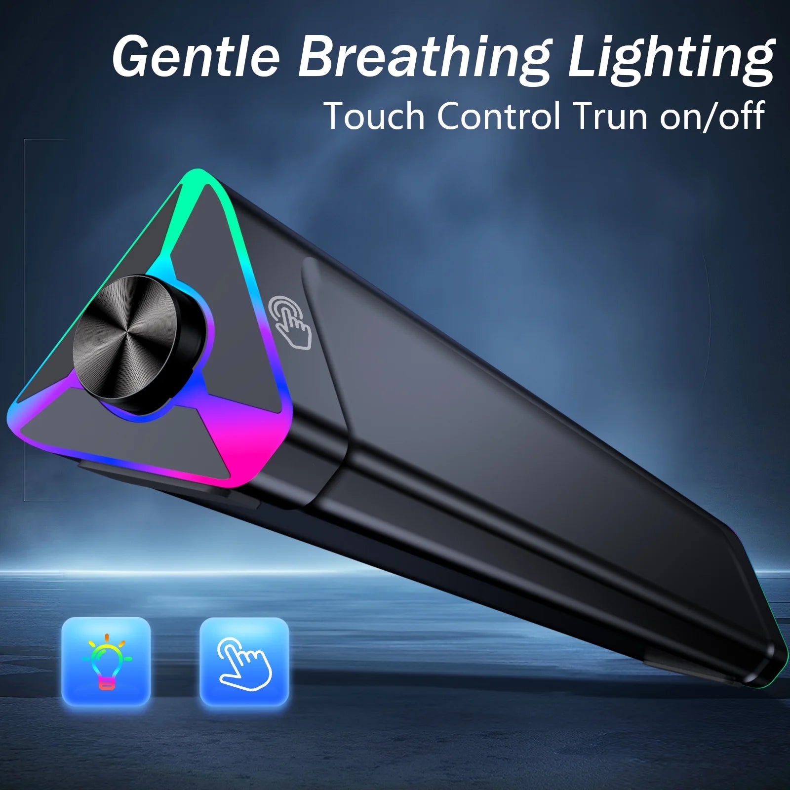 PC Speakers,Computer Speakers with Single USB for Power and Stereo Sound,Pc Soundbar with Touch Lighting,Usb Gaming Speaker for Desktop,Laptop,Monitor (USB-C Adapter Included)