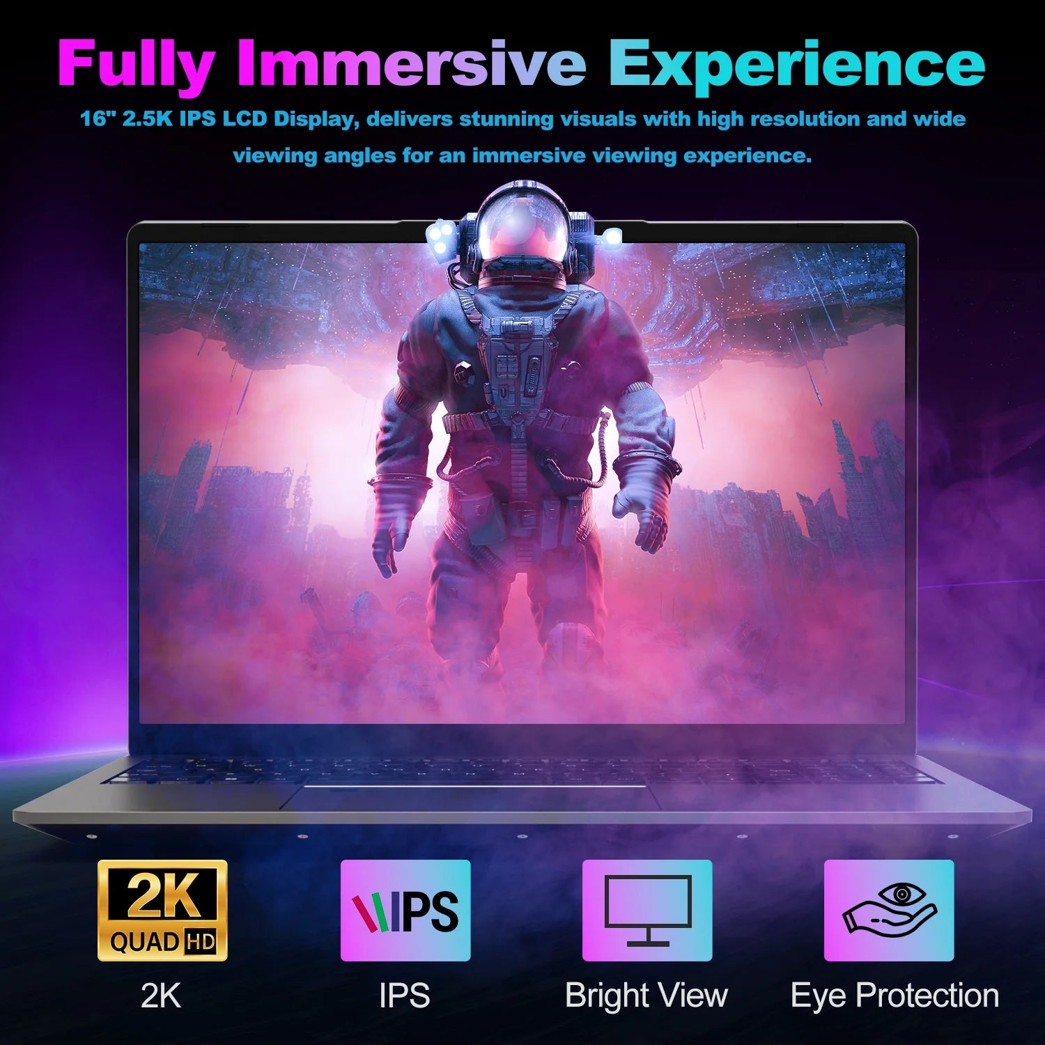 Gaming Laptop 16 Inch 2.5K, AMD Ryzen 7-6800H, 16GB DDR5 RAM, 512GB SSD, AMD Radeon Graphics, Wifi 6, Backlit KB, Fingerprint, Win 11 Pro with Microsoft Office