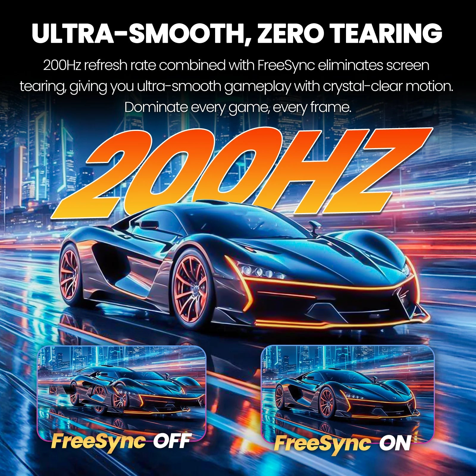 24" 200Hz Gaming Monitor,Ips Panel,Fhd Computer Monitor, Built-In Speakers, 120% Srgb, Freesync, Black