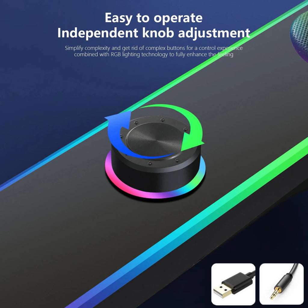 Computer Speakers for Desktop Monitor, USB Powered PC Speakers with RGB Light, PC Gaming Speaker with 3.5Mm Aux-In, Powerful Stereo Sound, Knob Volume Control Speakers