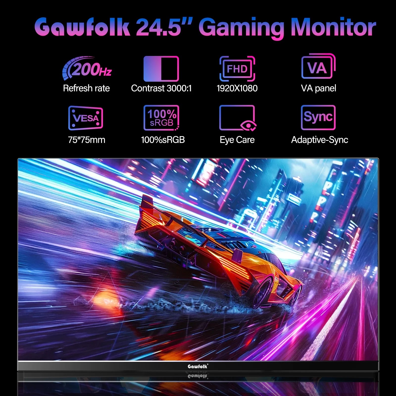 24.5 Inch Gaming Monitor 200Hz/165Hz FHD(1080P) Computer Monitors Black