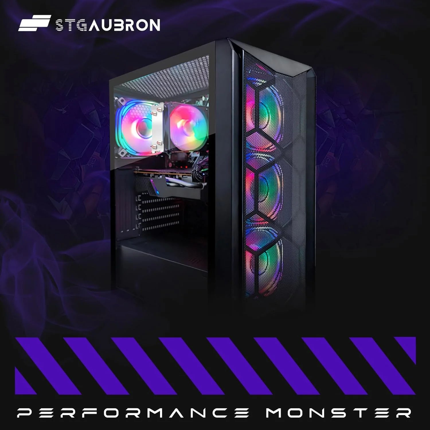 Gaming PC Desktop, RX 580 16G, Intel Core I7 up to 3.9G, 16G Ram, 512G SSD, Wifi 6, BT 5.0, RGB Fan X4, Win 11 Home